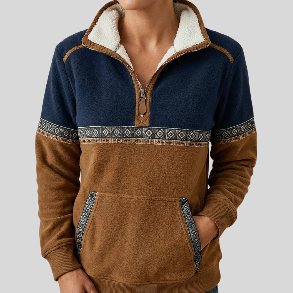 Alvette™ | Jersey con cuello de borreguito y media cremallera