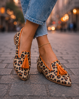 Nerina | Mocasines con estampado de leopardo y borlas