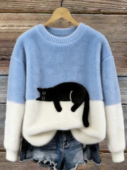 Aileen™ | Elegante camiseta de punto de corte oversize con estampado de gatos