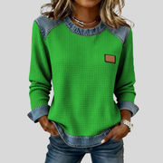 Delancine™ | Sudadera de punto waffle con diseño patchwork