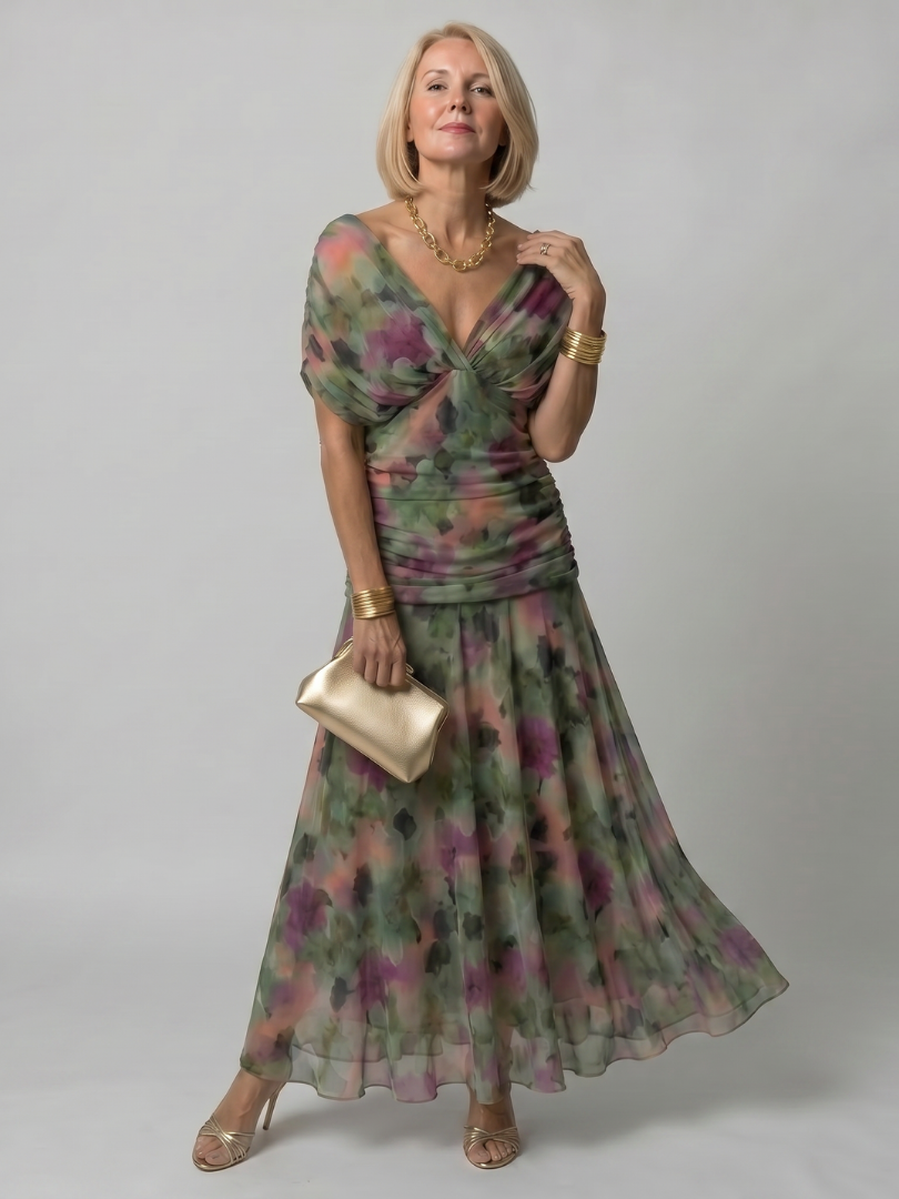 Stella & Grace™ | Vestido midi con flow de hombros descubiertos