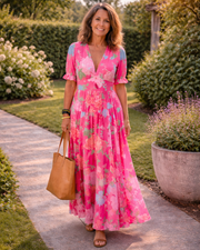 Della | Vestido largo con estampado floral y escote en V