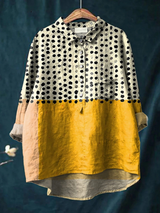 Alessia | Camisa casual con diseño de bloques de color amarillo y estampado de lunares