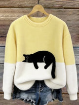Aileen™ | Elegante camiseta de punto de corte oversize con estampado de gatos
