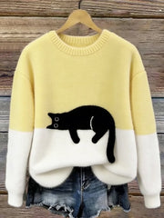 Aileen™ | Elegante camiseta de punto de corte oversize con estampado de gatos