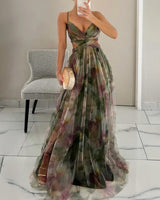 Bryony | Vestido maxi de gasa con estampado de acuarela