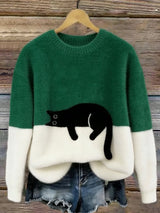 Aileen™ | Elegante camiseta de punto de corte oversize con estampado de gatos