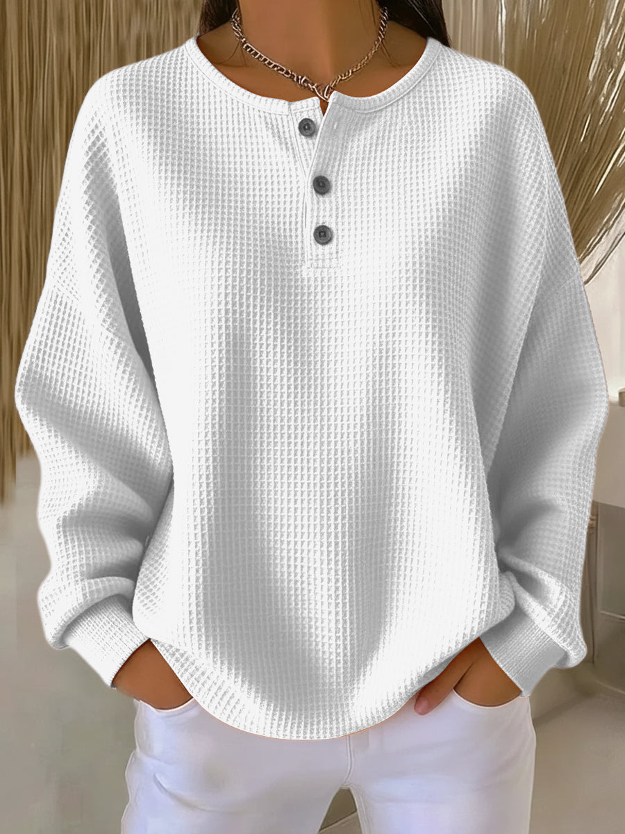 Milagros | Sudadera Henley con textura de gofre