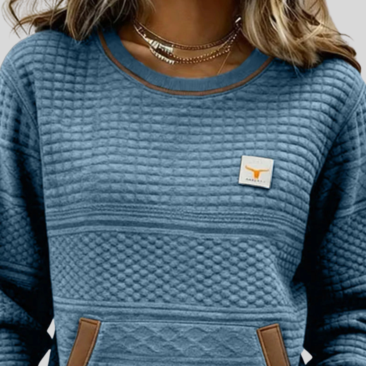 Noelle™ | Sudadera color block de cuello redondo