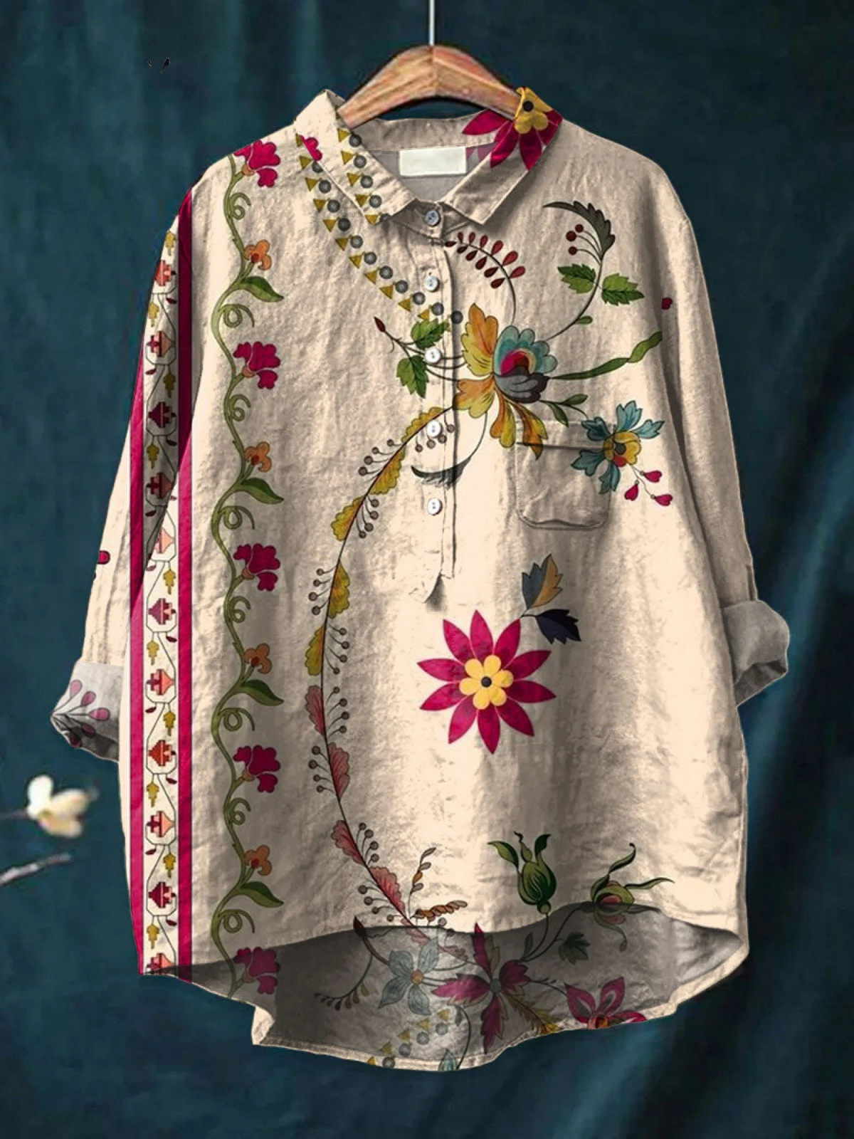 Alisa | Camisa casual con estampado floral vintage