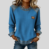 Delancine™ | Sudadera de punto waffle con diseño patchwork