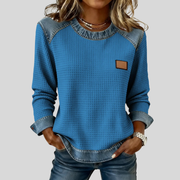 Delancine™ | Sudadera de punto waffle con diseño patchwork