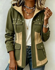 Lena – Chaqueta de patchwork con capucha