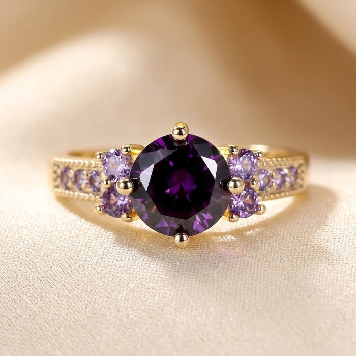 Anillo de acento de amatista de oro