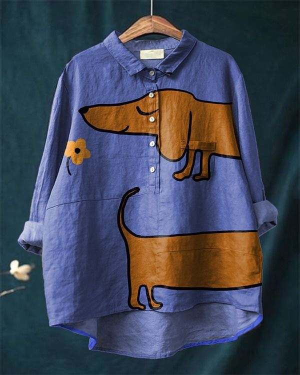 Mabel | Blusa informal con estampado artístico de galgos