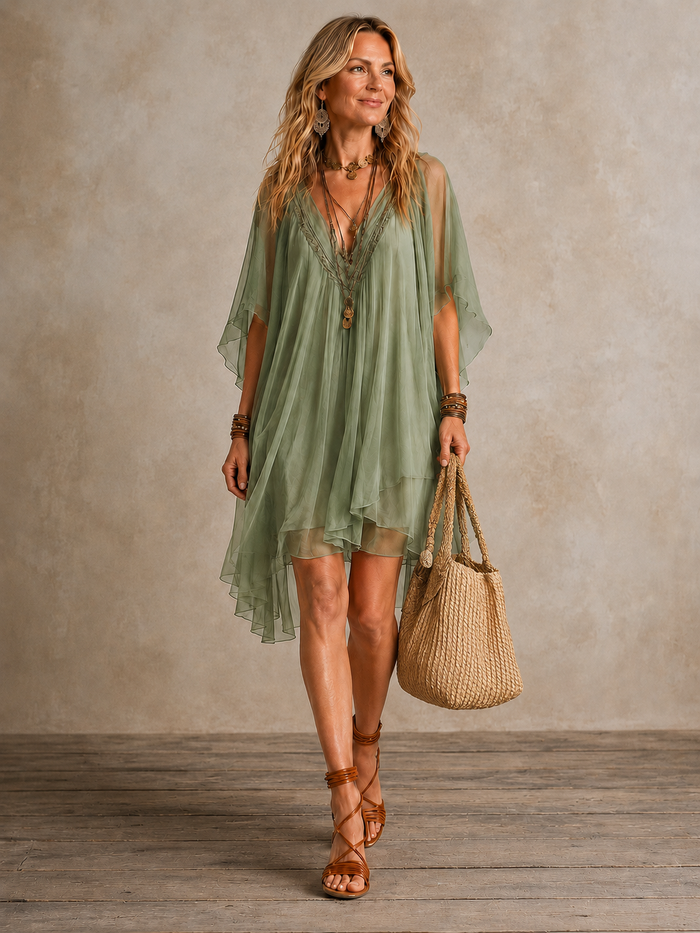 Ella | Vestido mini boho de capas