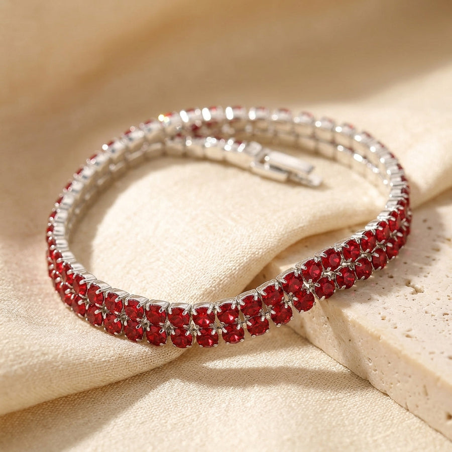 Pulsera de Tenis Rubí Plata