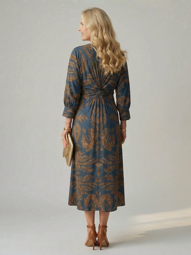 Luna | Vestido midi envuelto natural