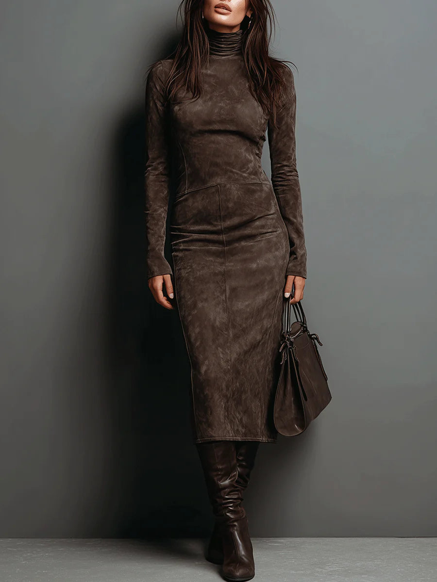 Lorène | Vestido midi marrón largo