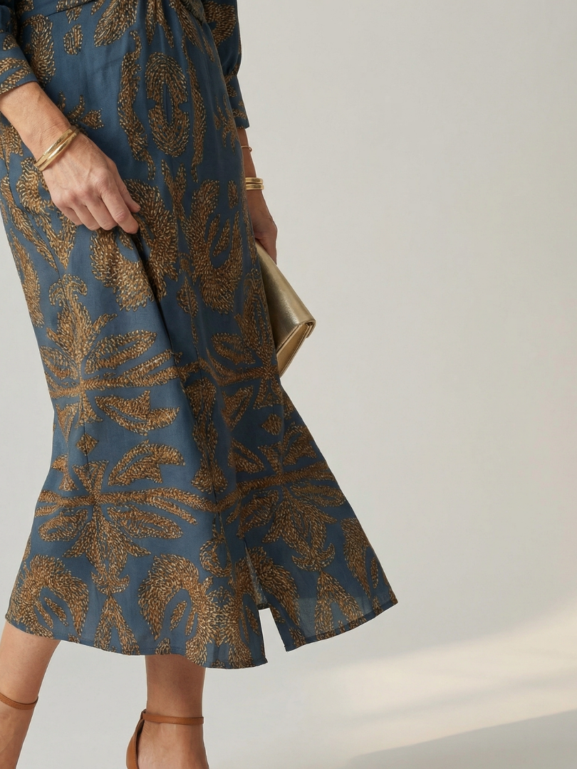 Luna | Vestido midi envuelto natural