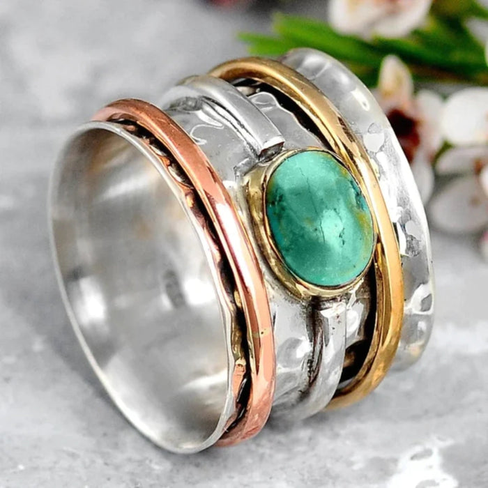 Anillo de acento bisel de oro plateado y oro rosa