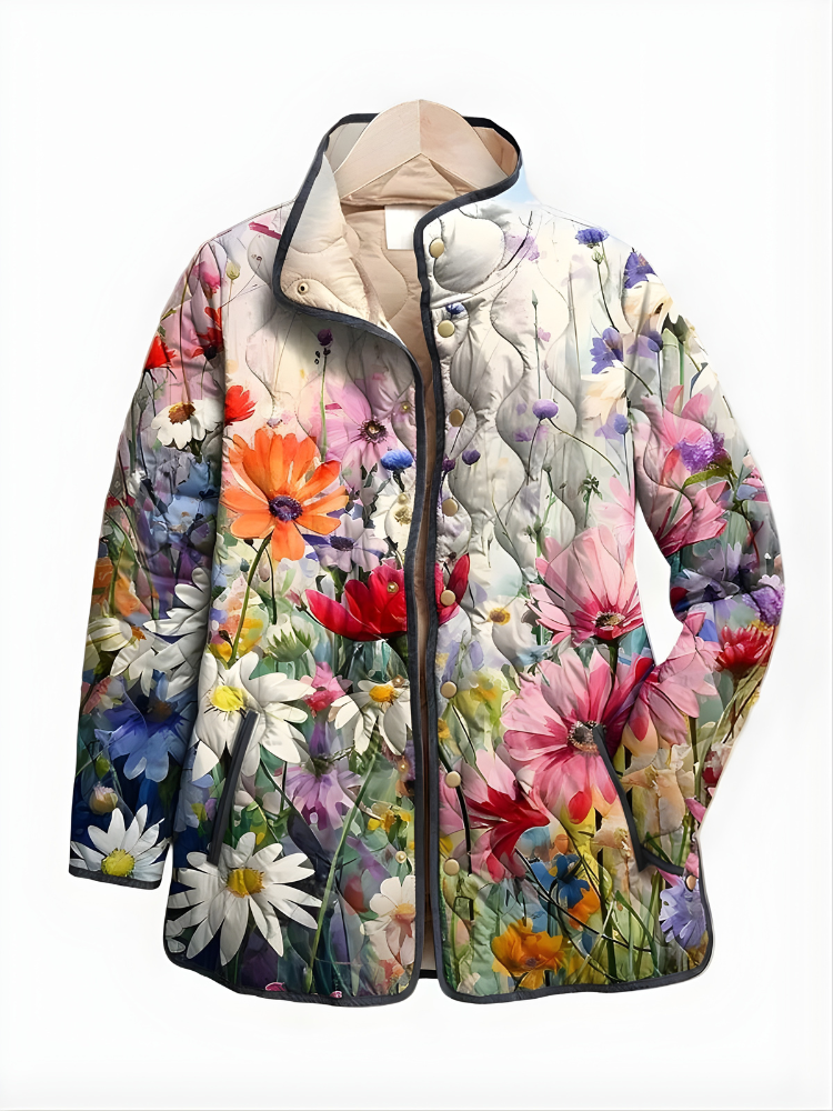 Carter™ | Chaqueta acolchada vintage de cuadros con estampado floral