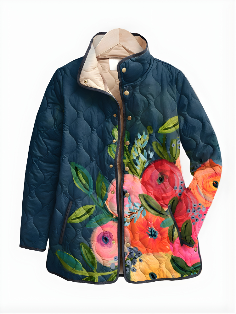 Carter™ | Chaqueta acolchada vintage de cuadros con estampado floral
