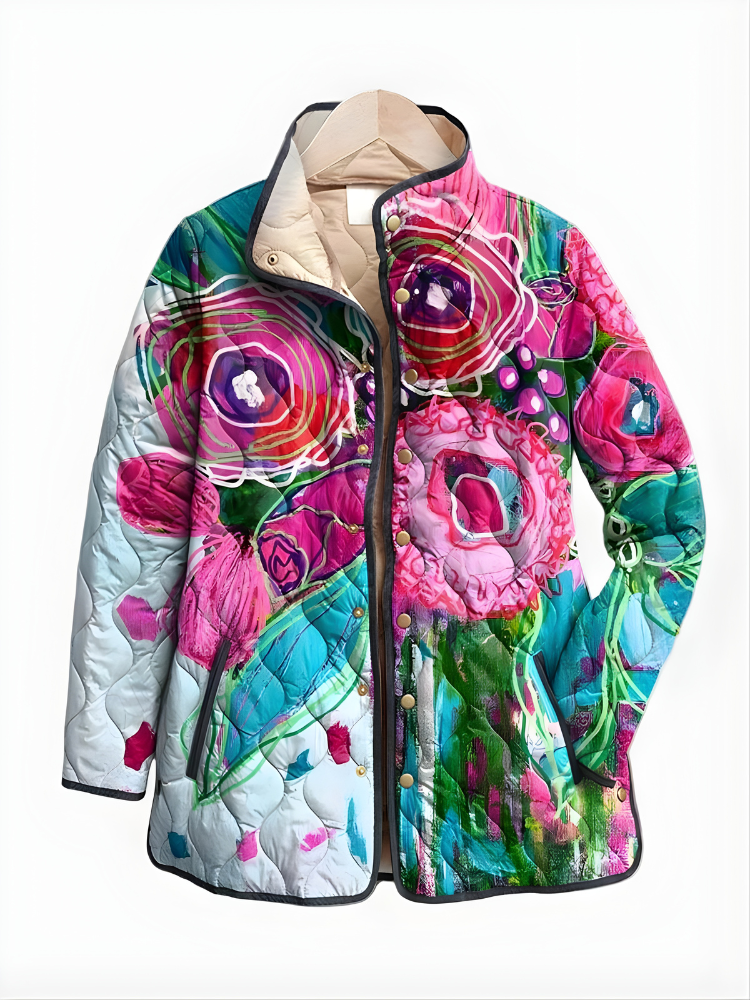 Carter™ | Chaqueta acolchada vintage de cuadros con estampado floral