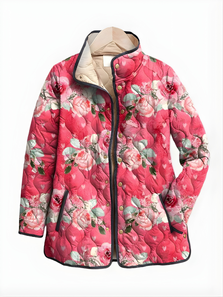 Carter™ | Chaqueta acolchada vintage de cuadros con estampado floral