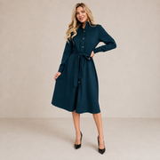 Merryn | Vestido midi con cinturón y cierre de botones