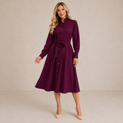 Merryn | Vestido midi con cinturón y cierre de botones