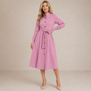 Merryn | Vestido midi con cinturón y cierre de botones