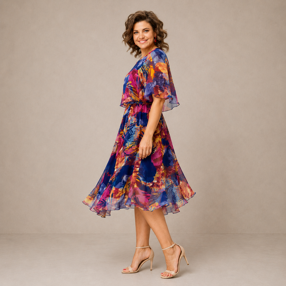 Marianne | Vestido midi colorido con estampado floral