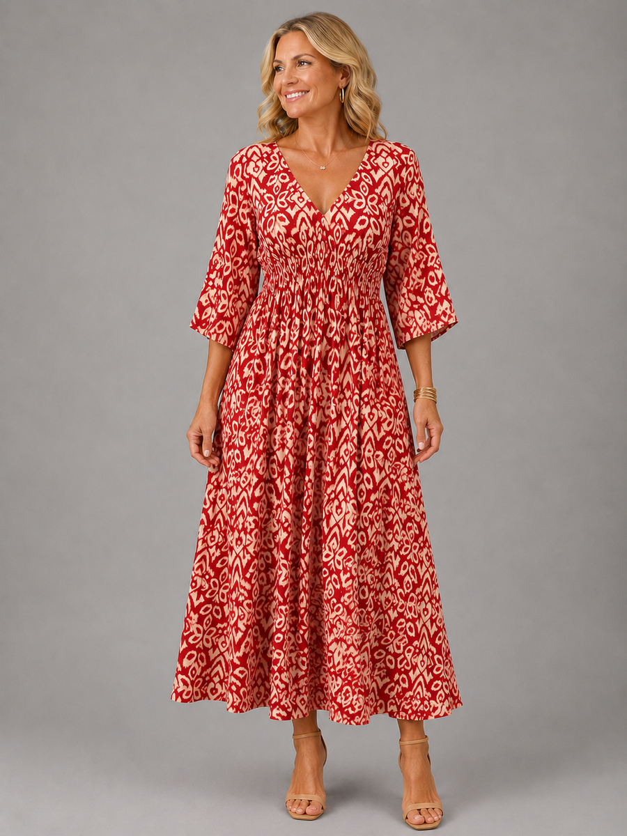 Althea™ | Vestido midi de flujo bohemio