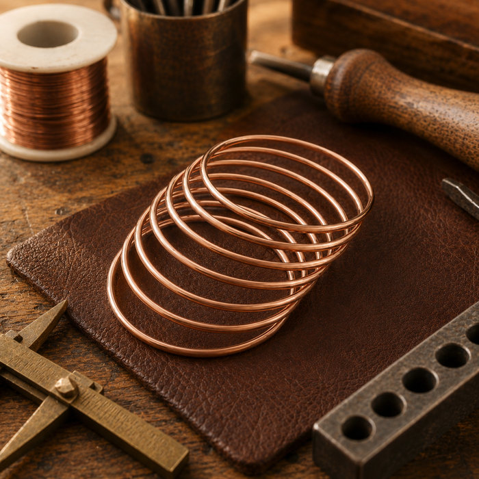 Diseño clásico | Conjunto de pulseras con acabado cobrizo