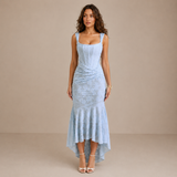 Selina | Vestido midi rubio de corte sirena