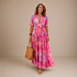 Della | Vestido largo con estampado floral y escote en V