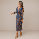 Lark | Vestido midi con escote en V y cinturón ajustable