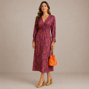 Lark | Vestido midi con escote en V y cinturón ajustable
