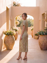 Carys | Vestido midi con mangas de volantes