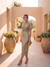 Carys | Vestido midi con mangas de volantes