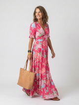 Della | Vestido largo con estampado floral y escote en V