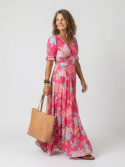 Della | Vestido largo con estampado floral y escote en V
