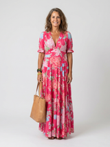 Della | Vestido largo con estampado floral y escote en V