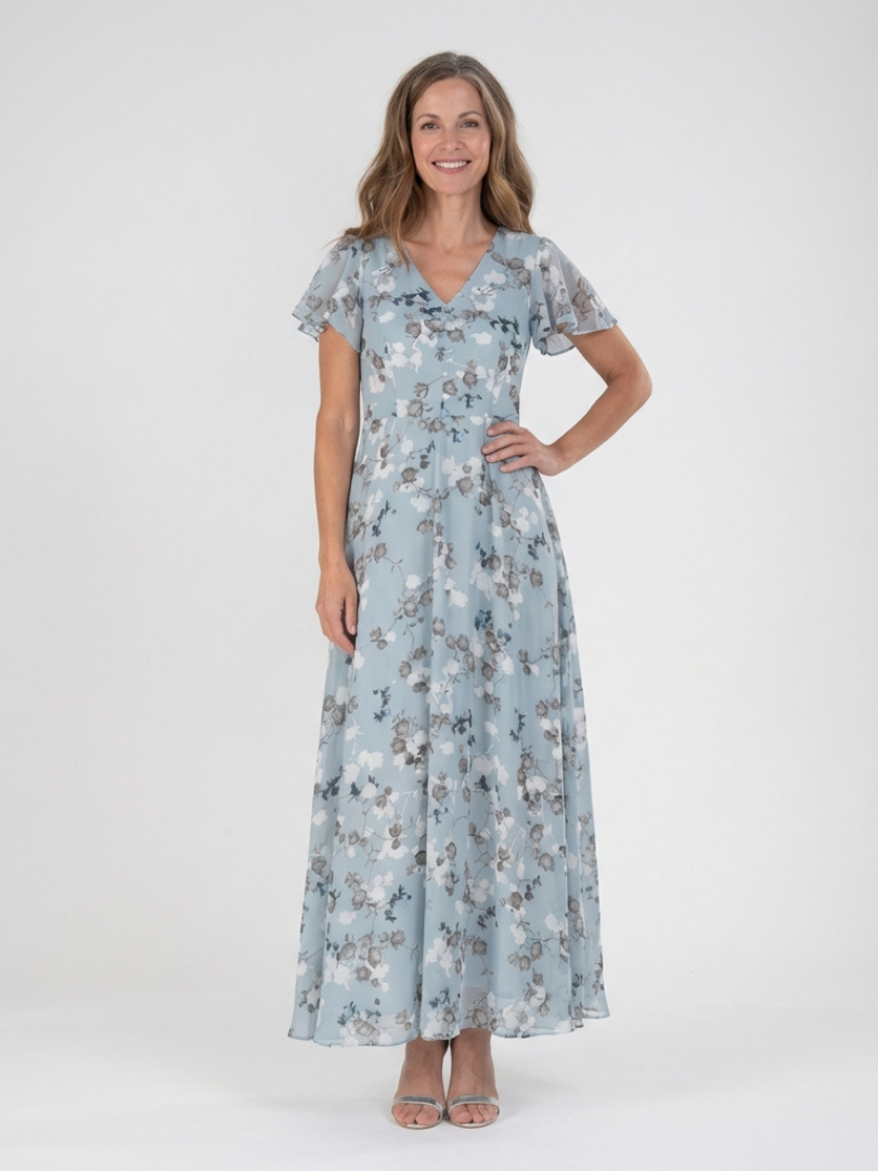 Ismeria | Vestido largo de gasa floral