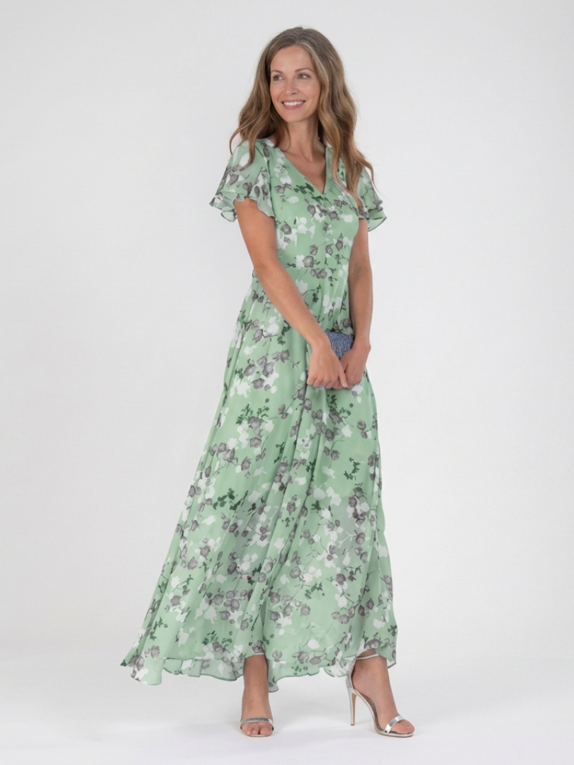 Ismeria | Vestido largo de gasa floral