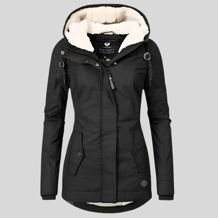 Alienor | Chaqueta larga impermeable con capucha y forro
