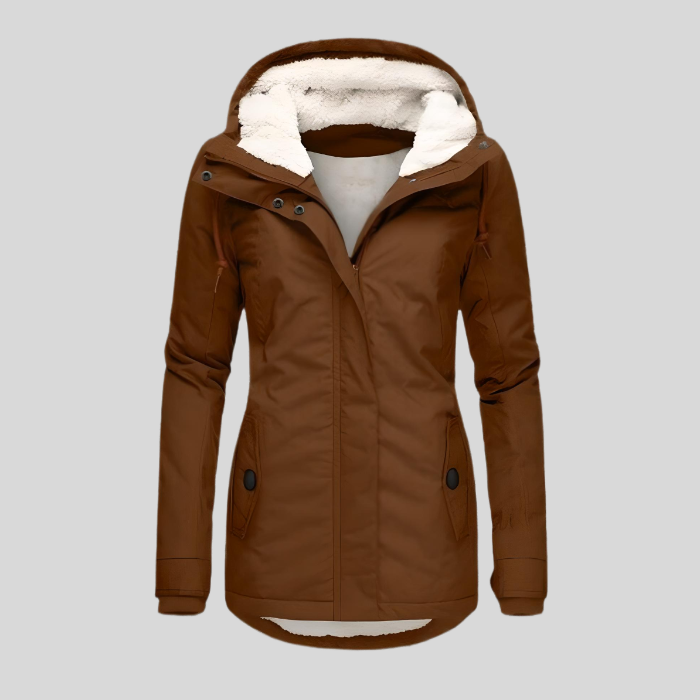 Alienor | Chaqueta larga impermeable con capucha y forro