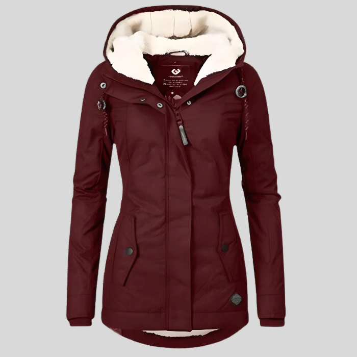 Alienor | Chaqueta larga impermeable con capucha y forro