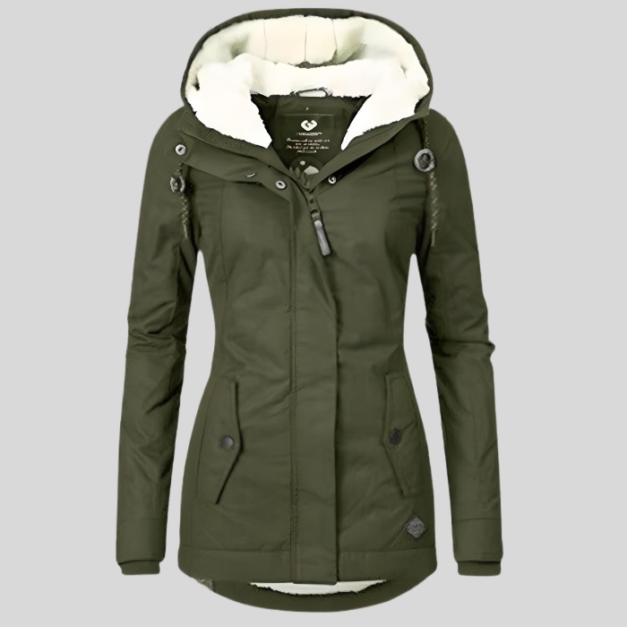 Alienor | Chaqueta larga impermeable con capucha y forro